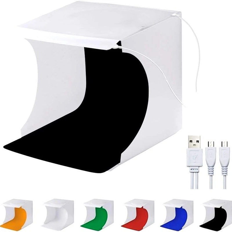 Photography Lighting Kit With Backdrop - Taşınabilir Katlanabilir Fotoğraf Kutusu Fotoğrafçılık LED