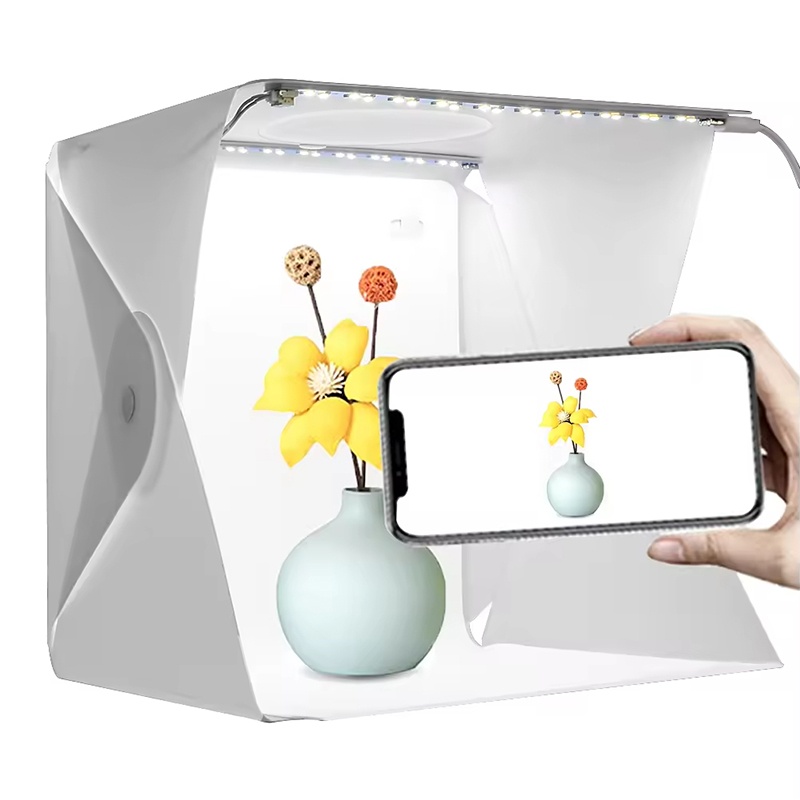 Photography Lighting Kit With Backdrop - LED Işık Photobox Katlanır Taşınabilir Fotoğraf