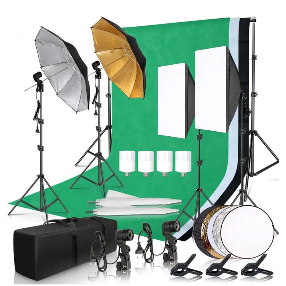 Photography Lighting Kit With Backdrop - Fotoğrafçılık Fotoğraf Stüdyosu Softbox Aydınlatma Seti