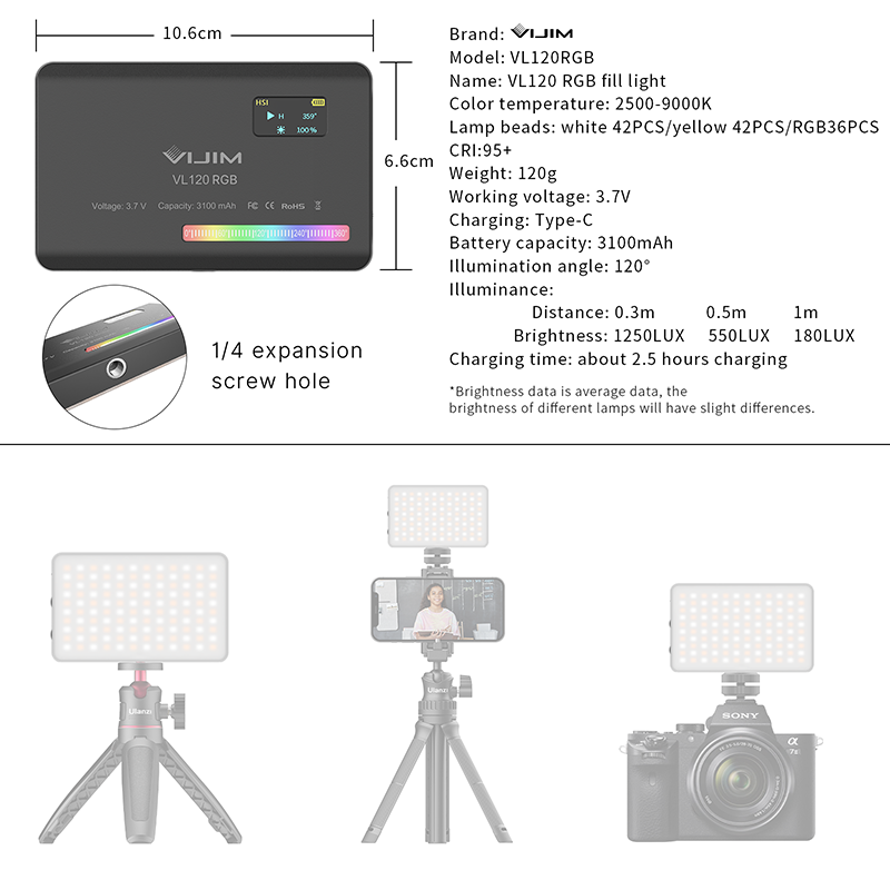 Ulanzi VL120 RGB Kamera Video  - Photography Lighting With Umbrella incelemesi ve fiyatı